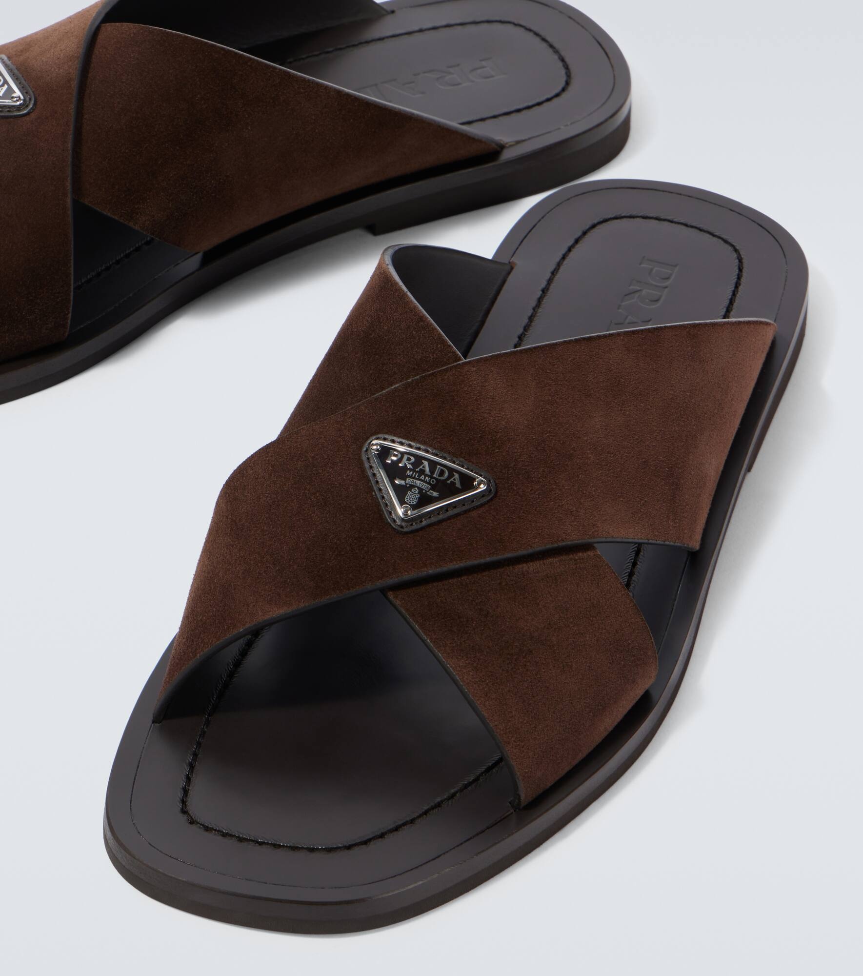 Logo suede and leather sandals - 3