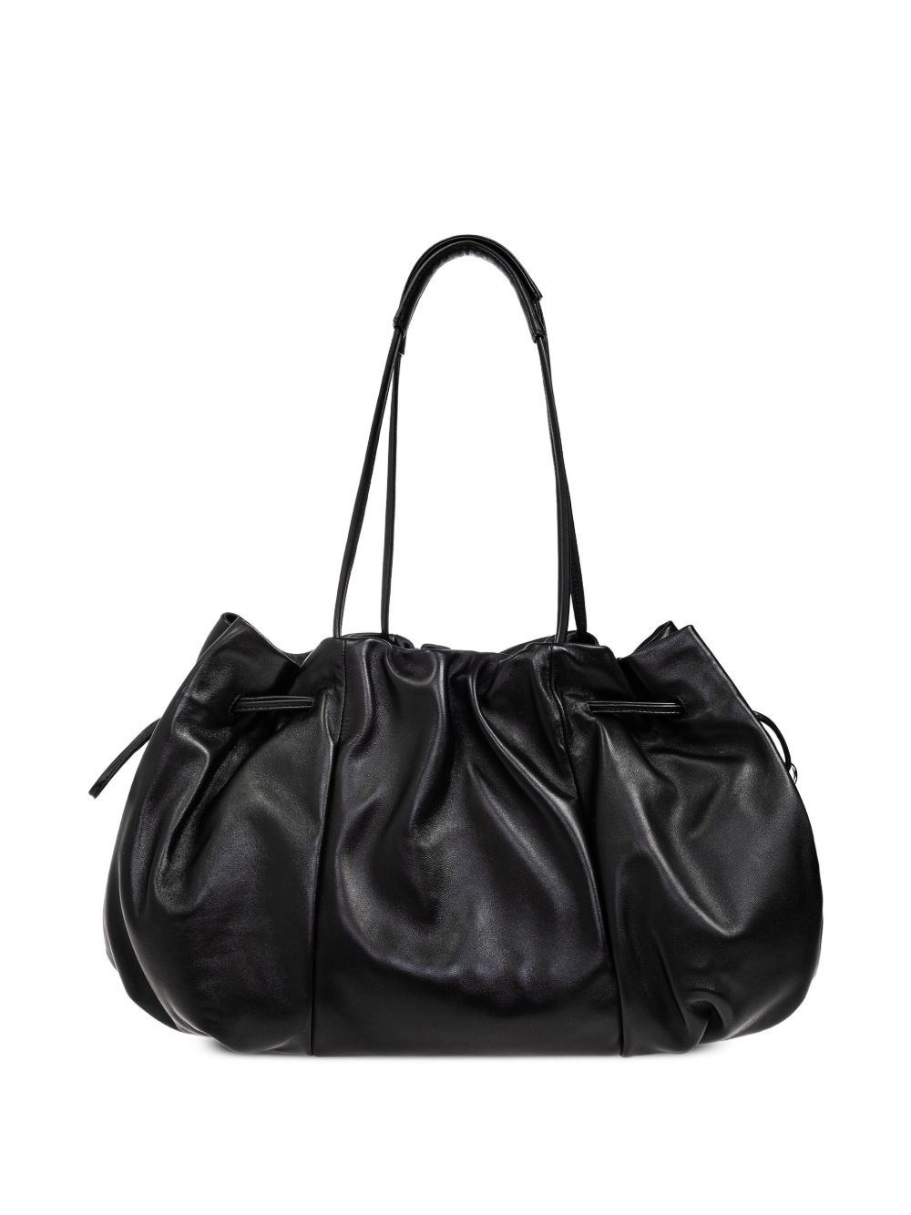 pleated leather tote bag - 3