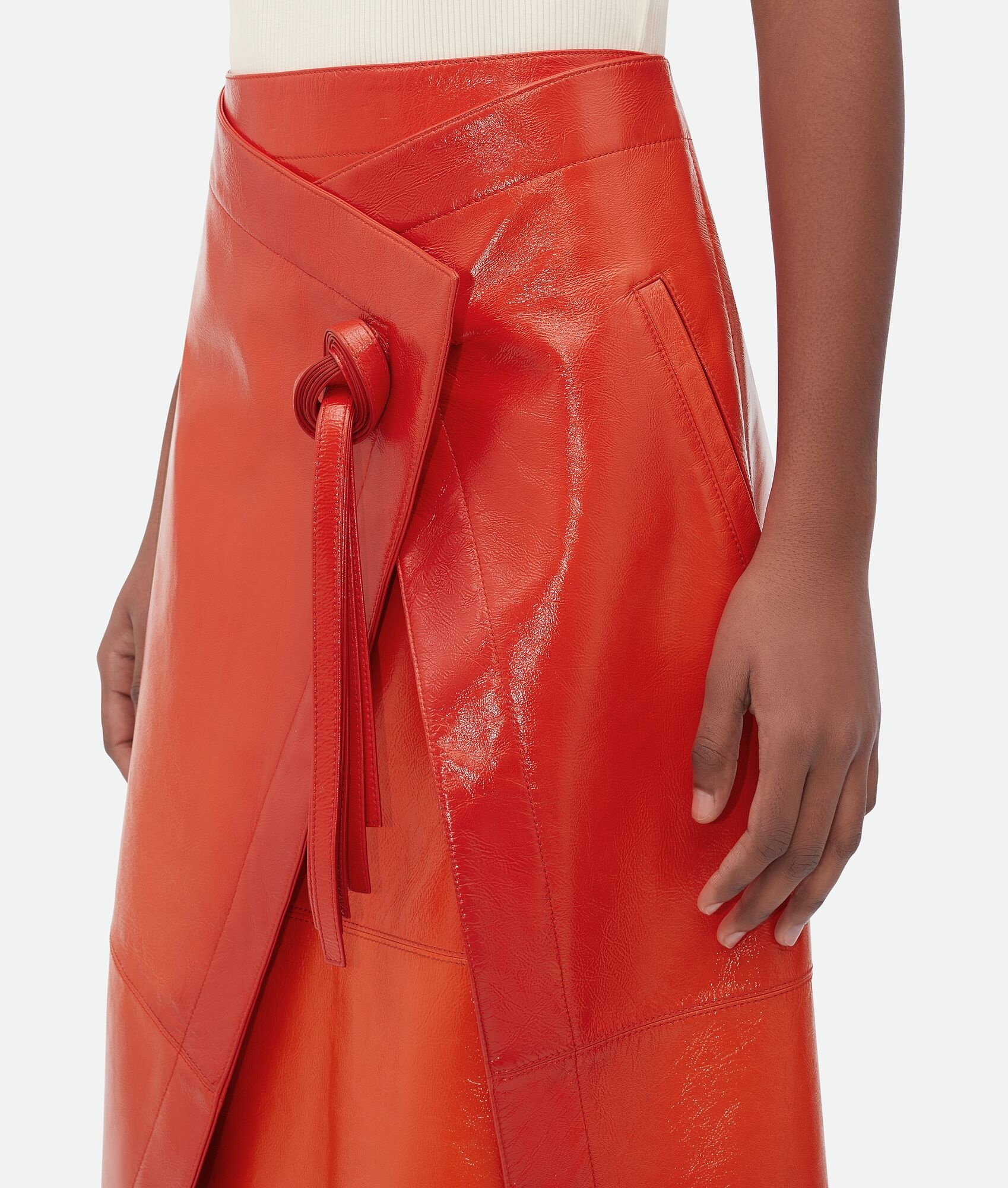 Leather Wrapped Skirt With Degradé Effect - 5