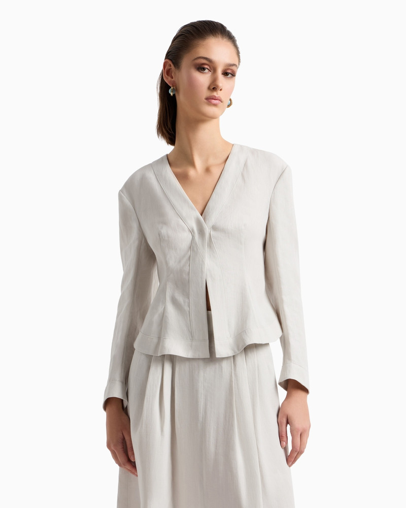 GIORGIO ARMANI SHORT, SINGLE-BREASTED LINEN JACKET outlook