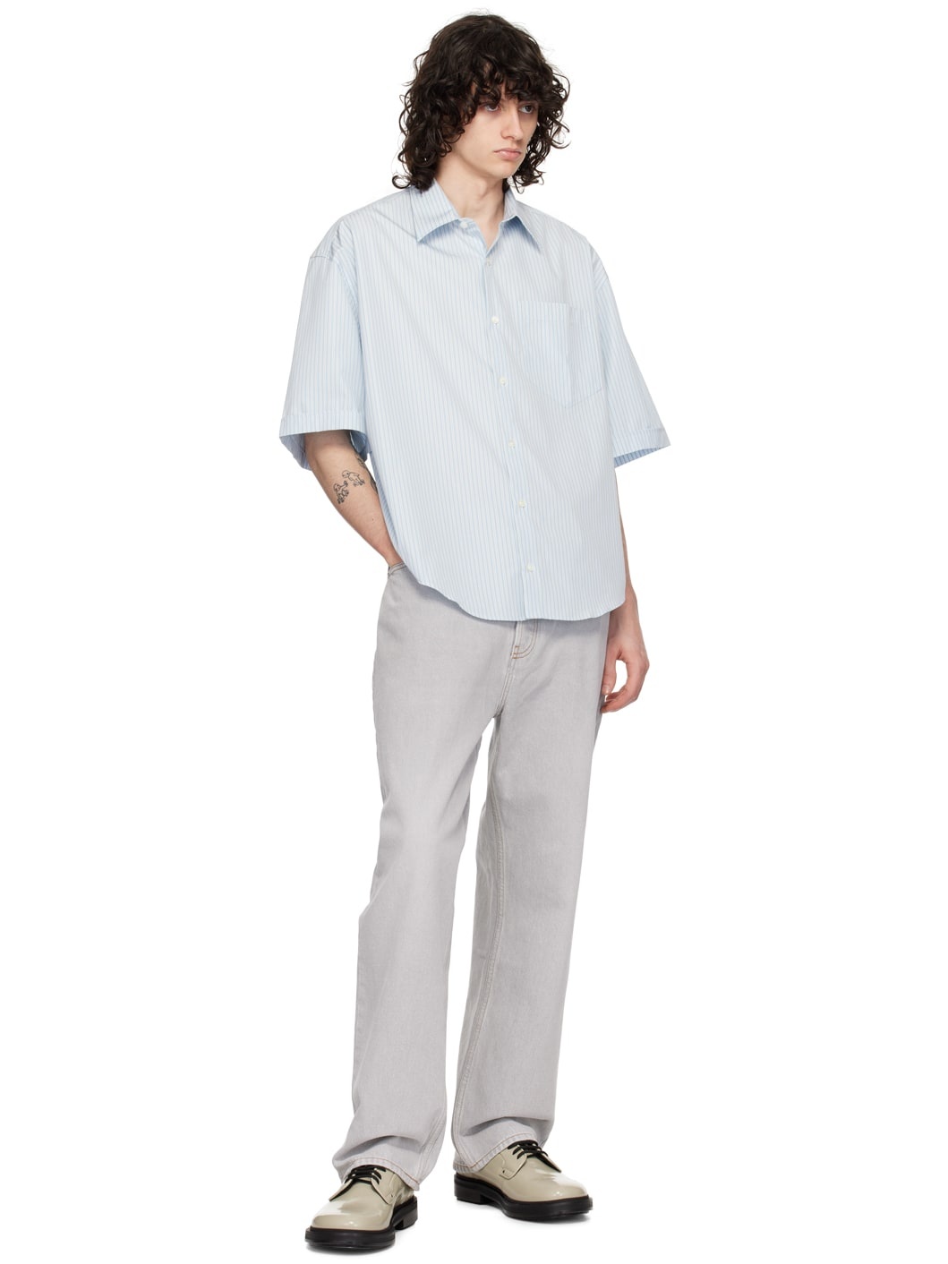 Blue & Off-White Stripe Shirt - 4