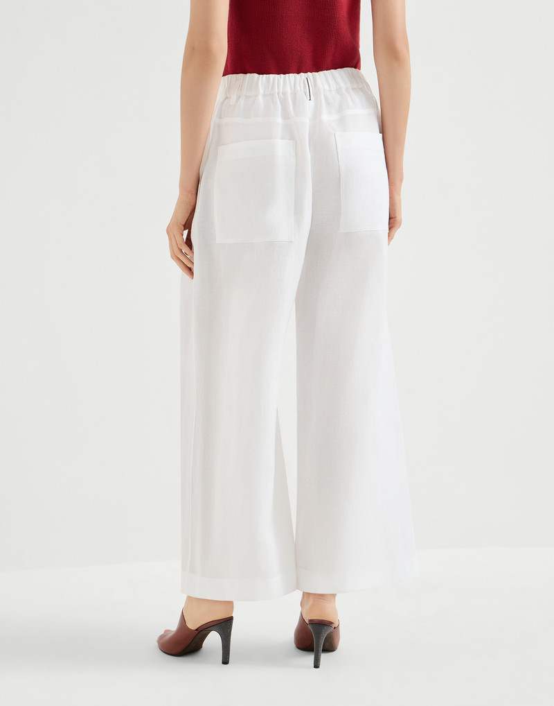 Cotton pleated A-Line trousers with monili 3