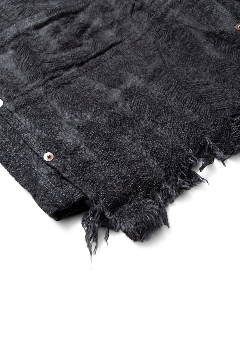 12oz MAGPIE Denim W-Knee EASY Shorts - Black x Black 7