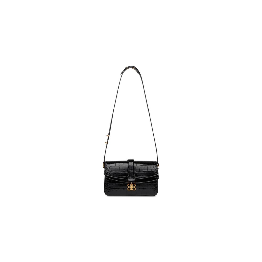 Women's Lady Small Flap Bag Crocodile Embossed  in Black - 8