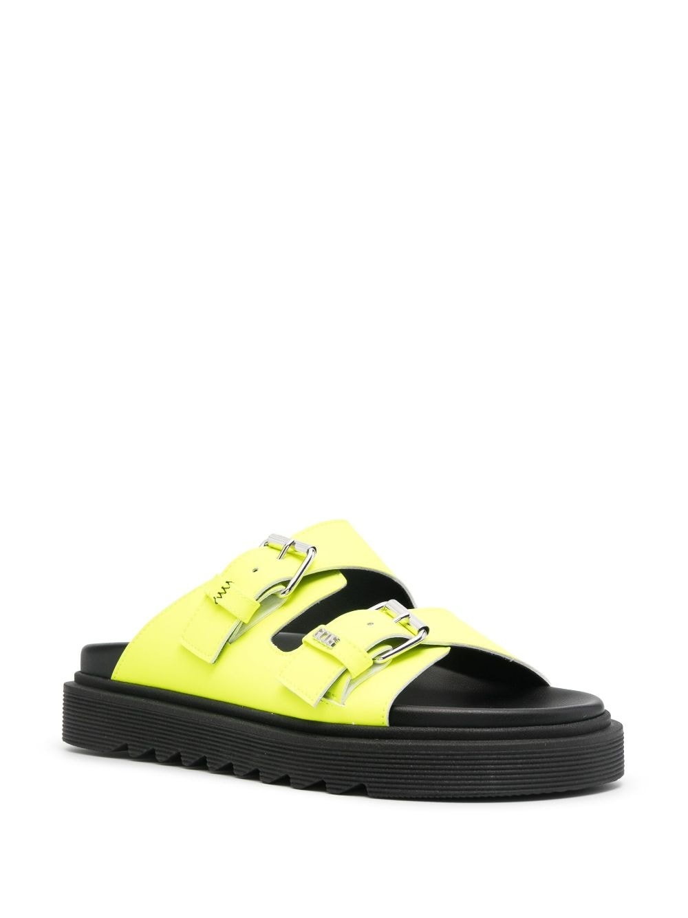 buckle-strap leather slides - 2