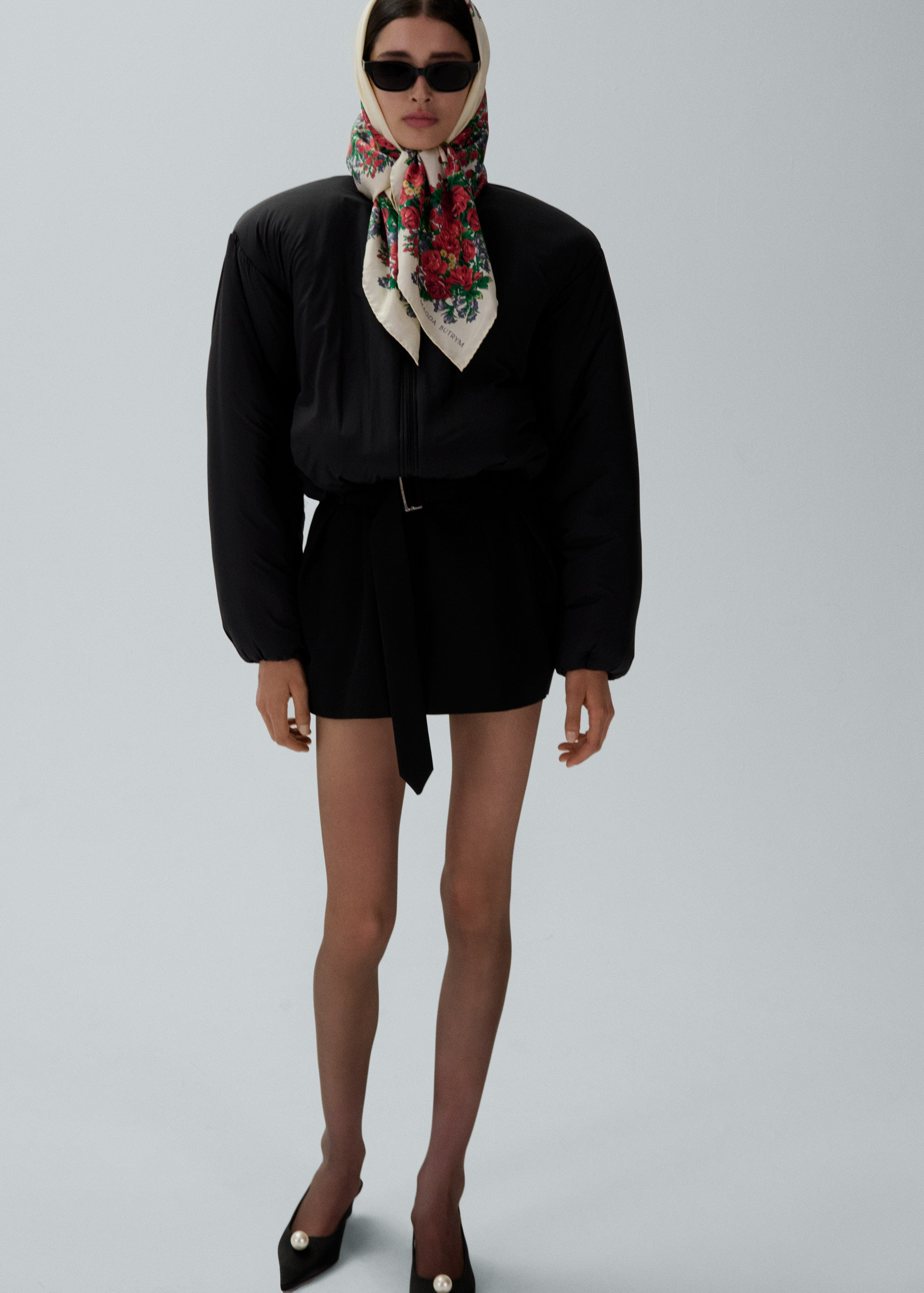 Belted mini skirt in black - 3
