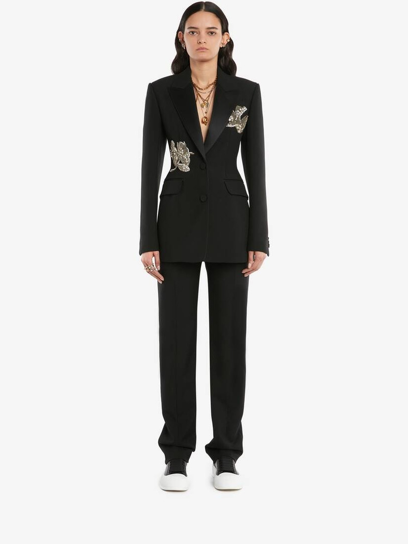 Alexander McQueen Long Cigarette Trouser in Black outlook