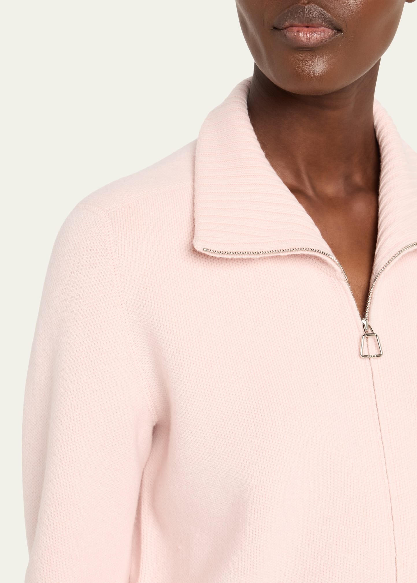 Cashmere Pique Knit Zip Cardigan - 5