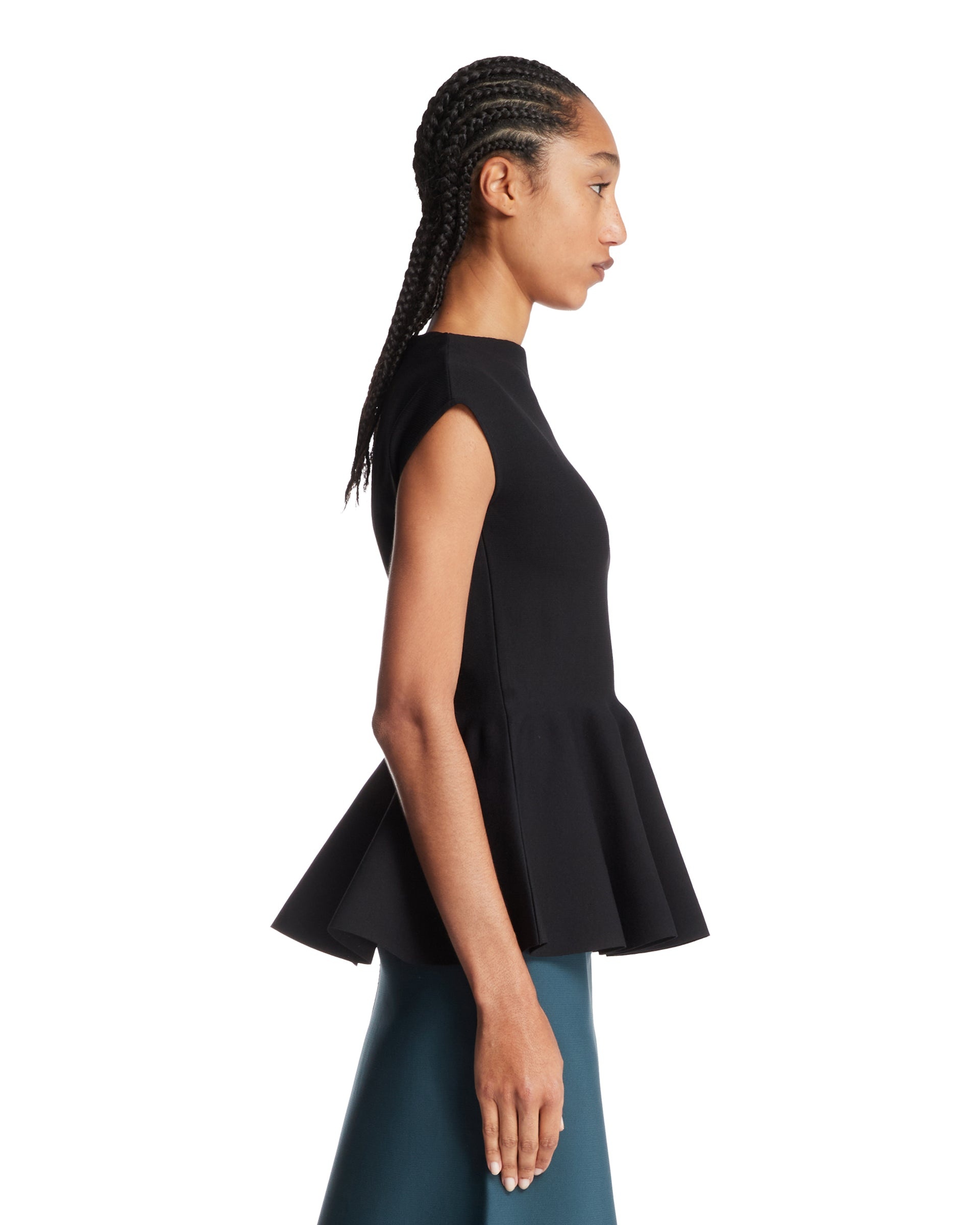 Black Peplum Knit Top - 5