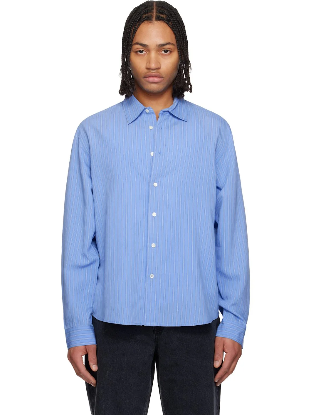 Blue Relaxed Button-Up Shirt - 1