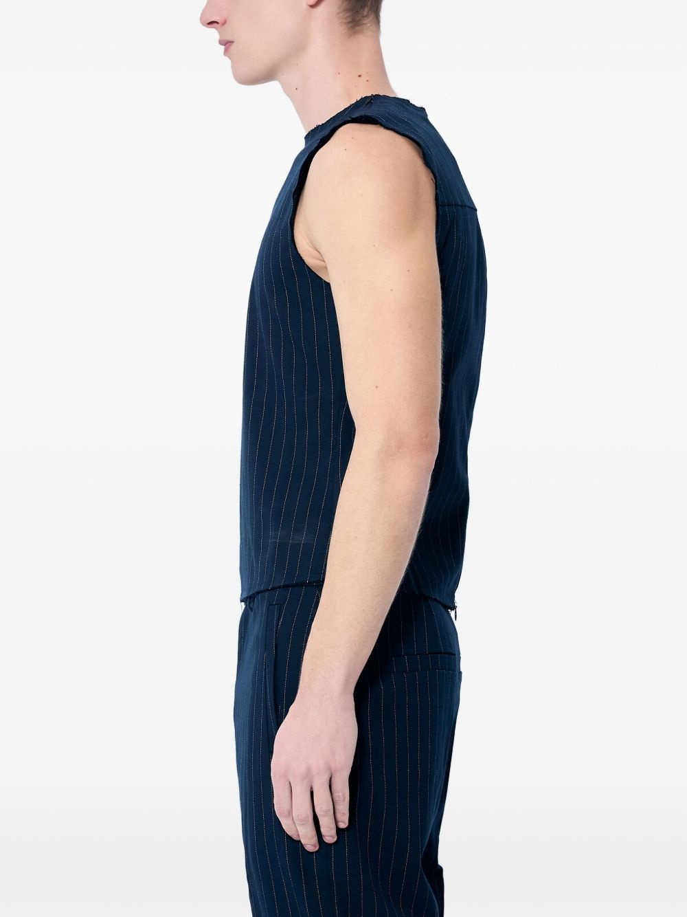 pinstriped sleeveless vest - 3