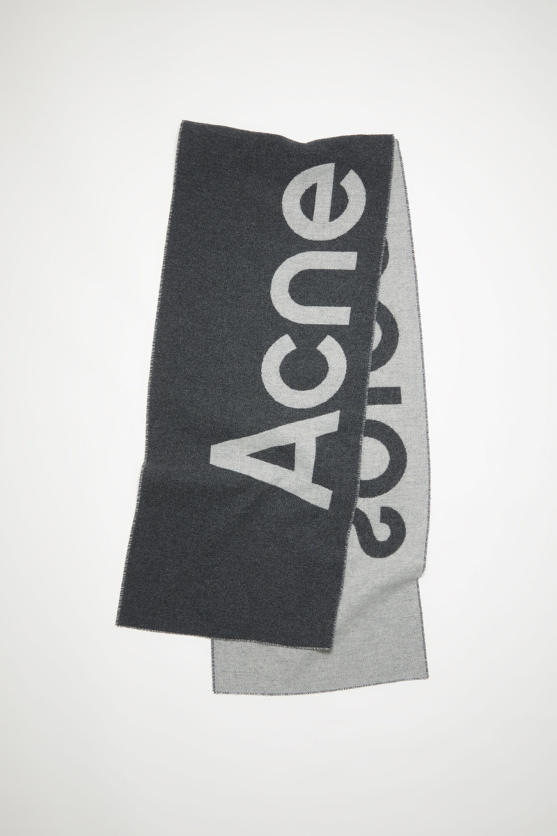 Logo jacquard scarf - Narrow - Grey/light grey 1