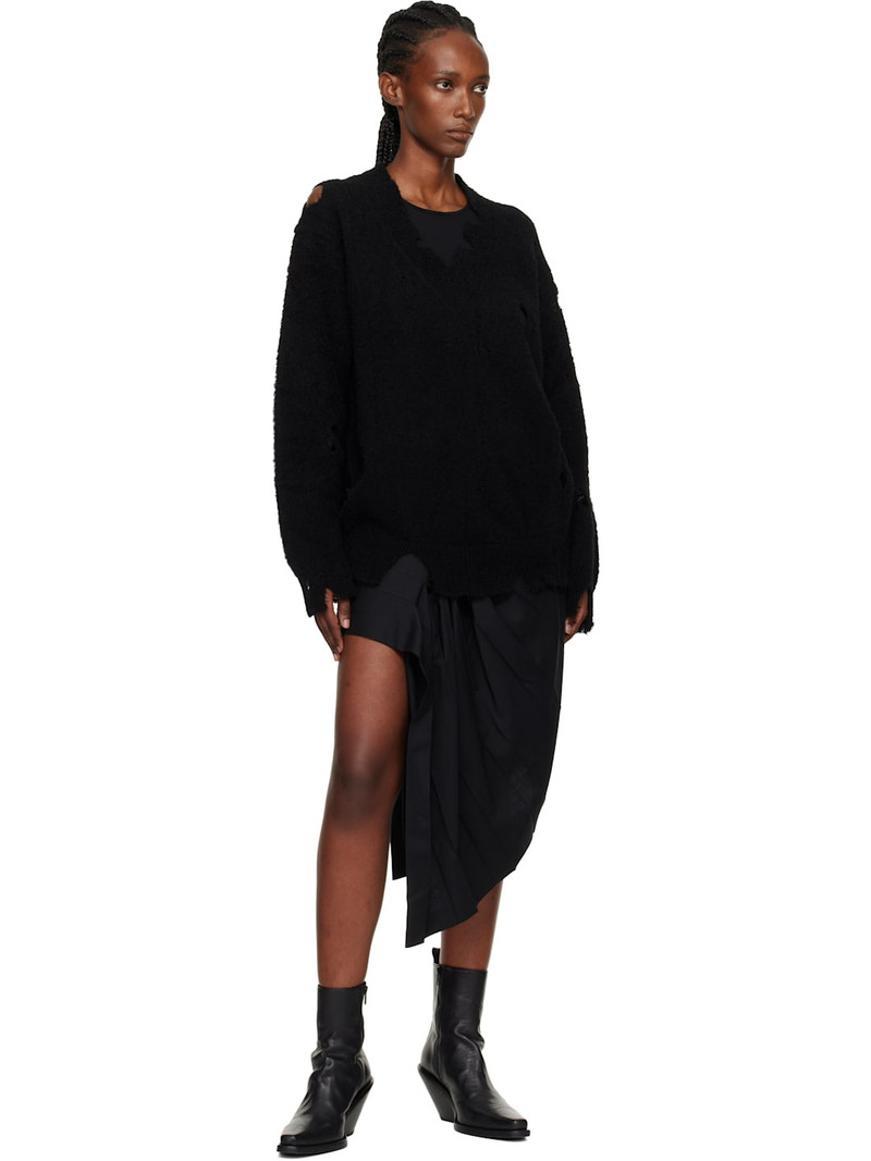 Junya Watanabe Black Patchwork V-Neck Sweater outlook