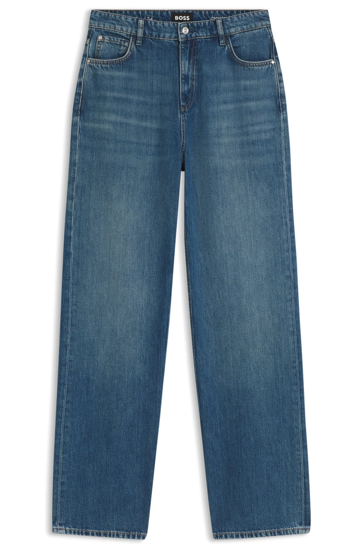 BOYFRIEND-FIT JEANS IN INDIGO COTTON BLEND - 1