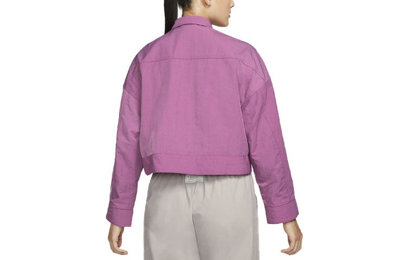 Nike (WMNS) Nike SS22 Sportswear Essential Woven Lapel Long Sleeves Jacket Wine Red DM6244-507 outlook