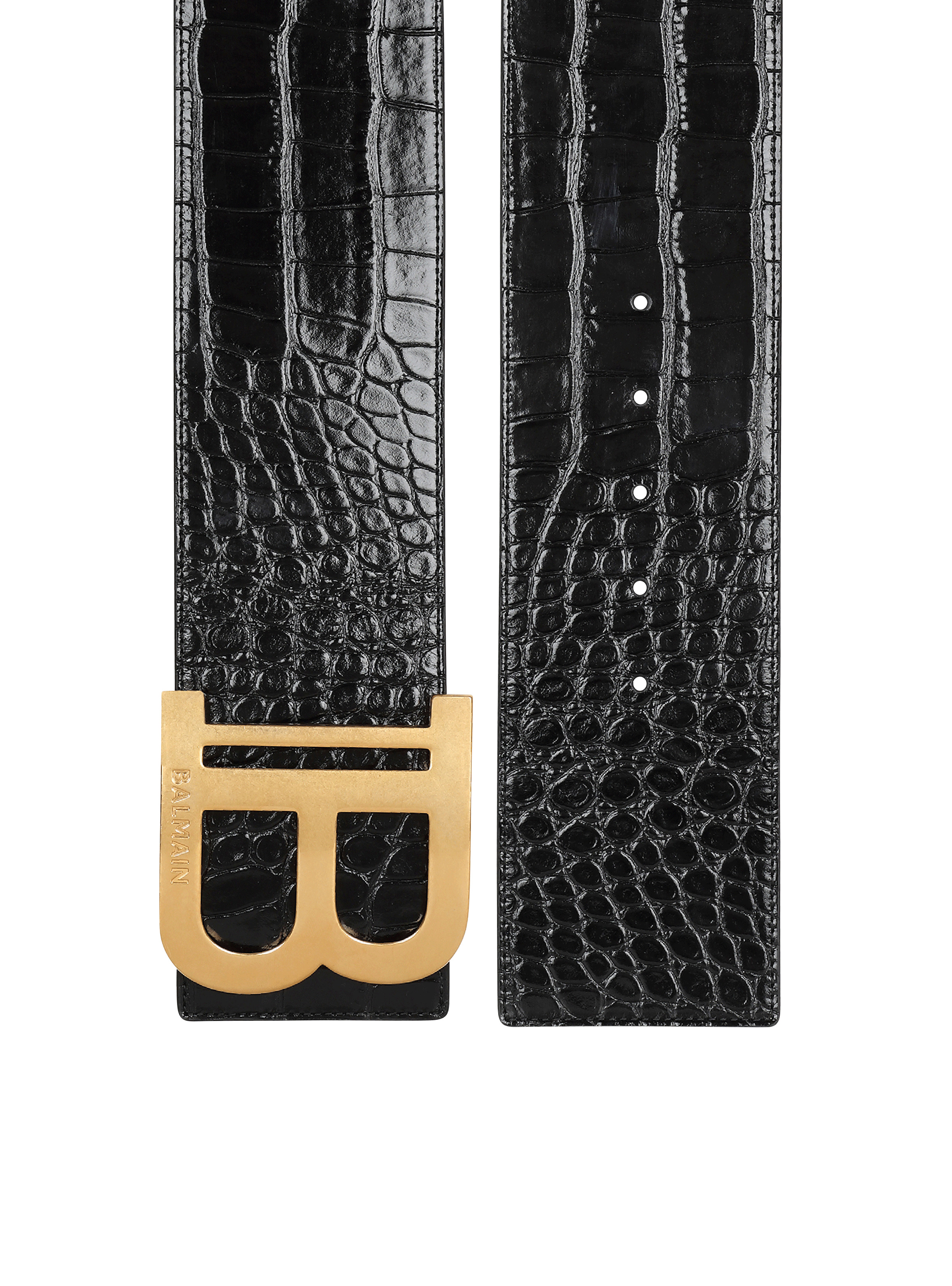 Balmain crocodile-effect Leather Belt - Brown