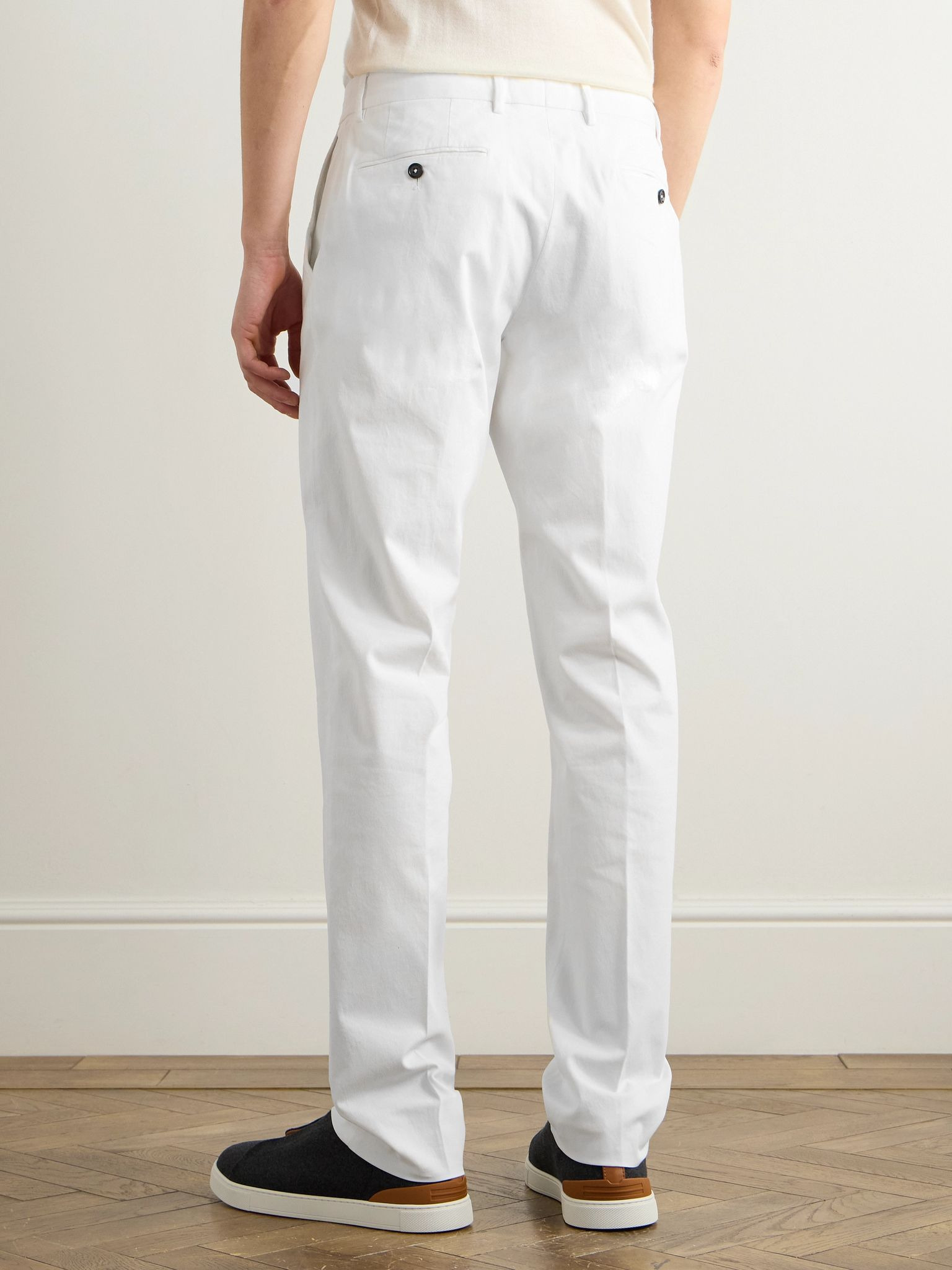 Easy Straight-Leg Garment-Dyed Cotton-Blend Chinos White - 4