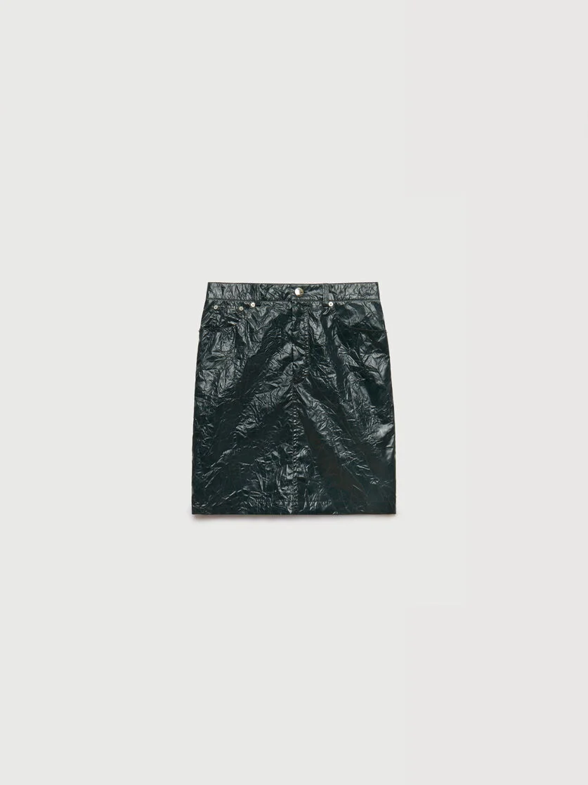 DEEP GREEN CRINKLED TAFFETA SKIRT - 1