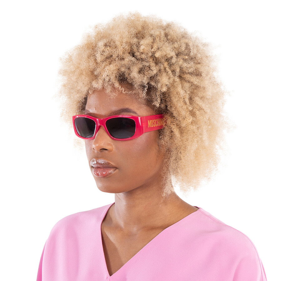 Moschino Grey Rectangular Ladies Sunglasses MOS145/S 0MU1/IR 55 - 2
