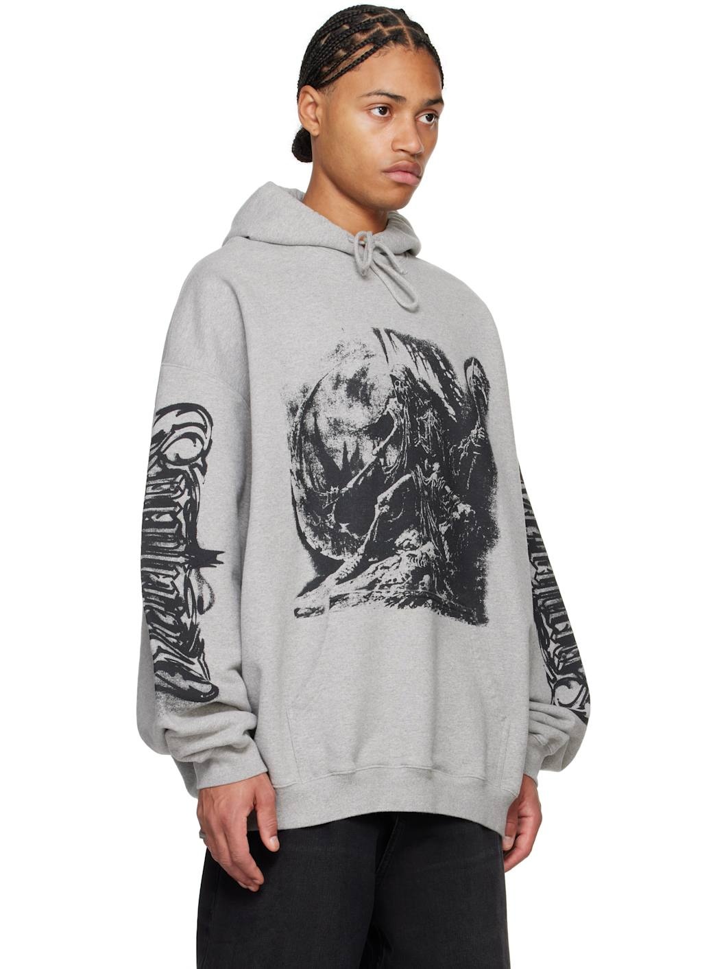 Gray Goth Oversized Hoodie - 2