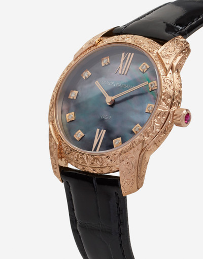 Dolce & Gabbana DG7 Gattopardo watch in red gold with black mother of pearl and diamonds outlook