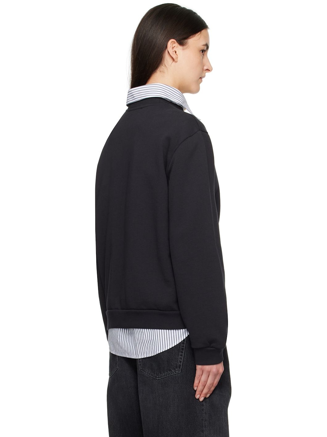 Black Crew Neck Fleece Sweatshirt - 3