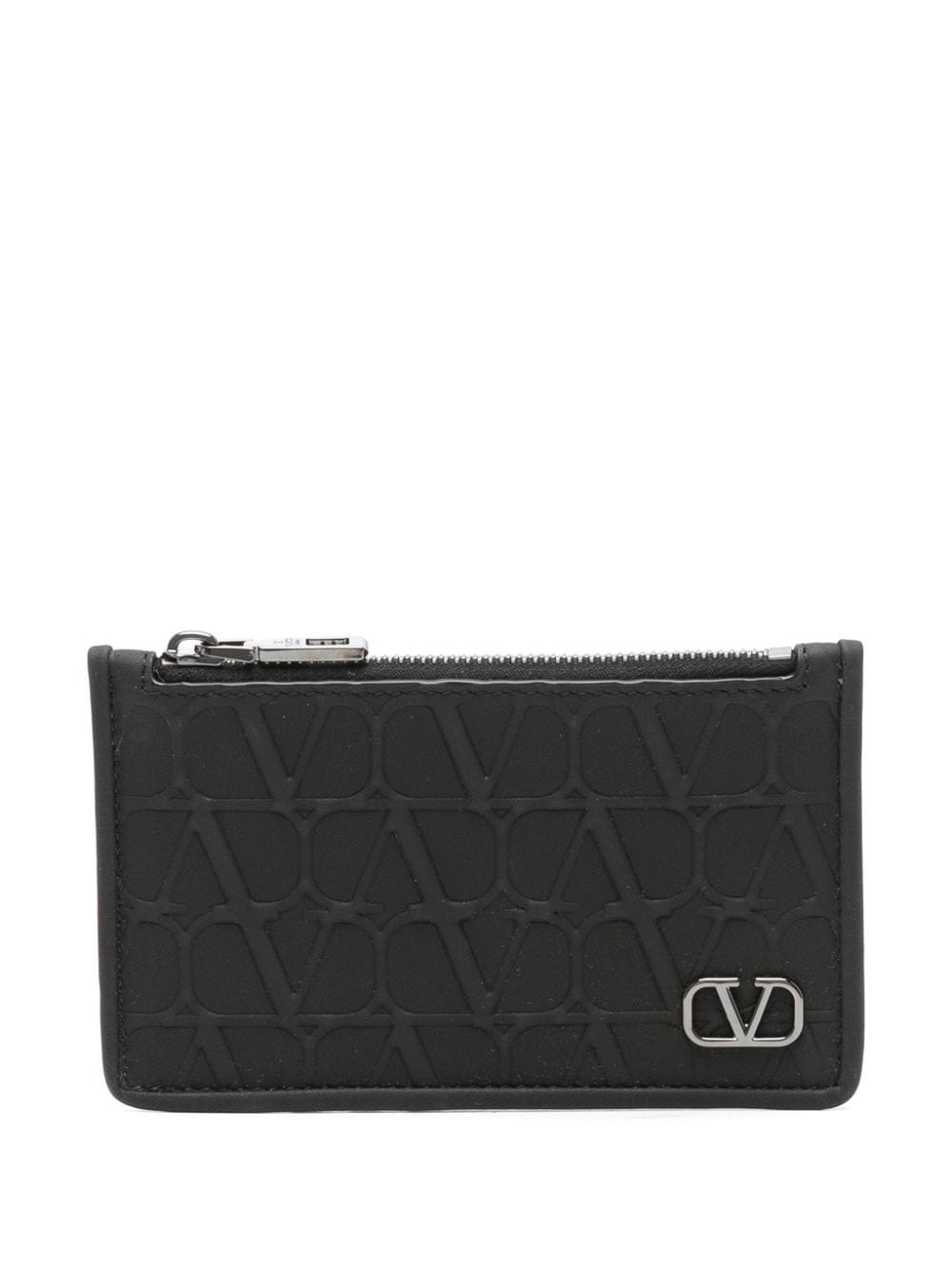 V-Logo embossed leather wallet - 1