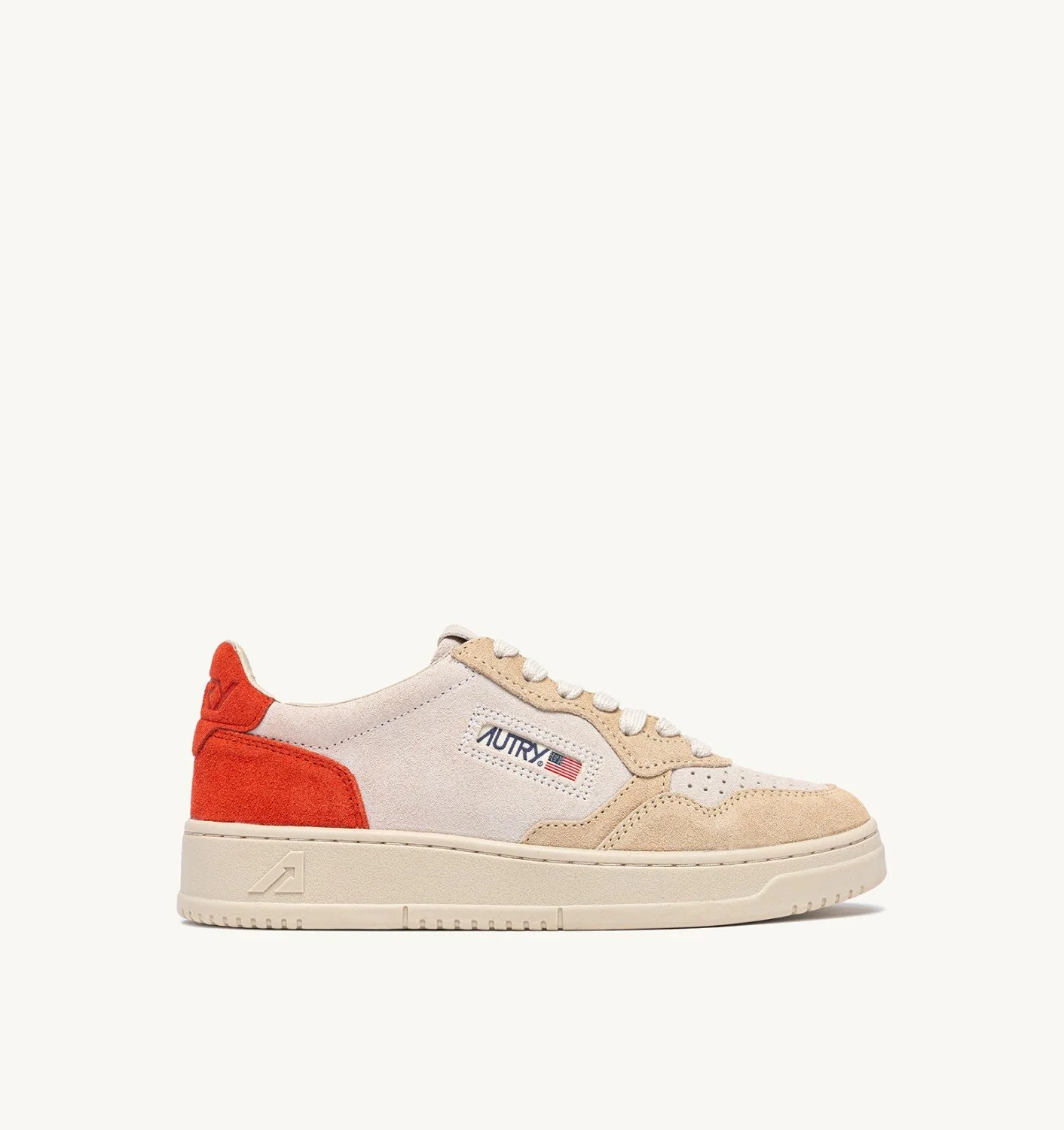 MEDALIST LOW TRICOLOR SNEAKERS IN SUEDE COLOR WHITE SAND AND FIRE - 1