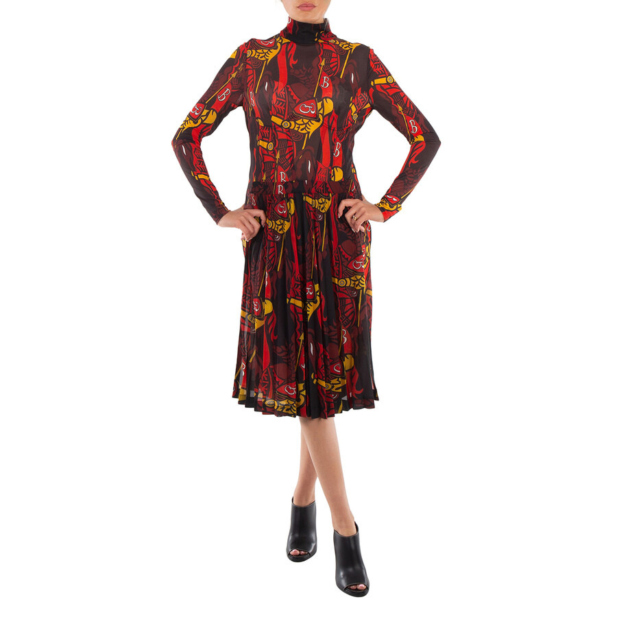 Burberry Ladies Black IP Pattern Printed Long-Sleeve Dress - 4