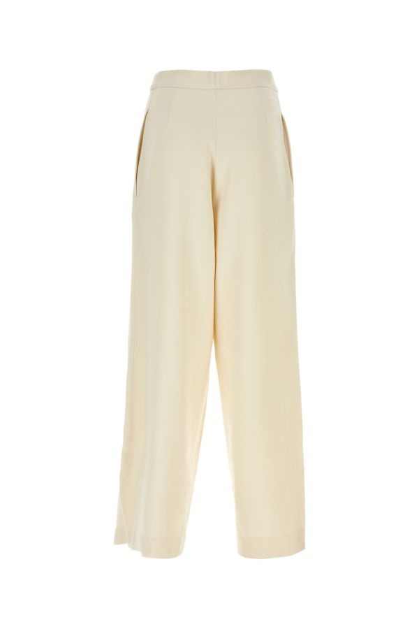 Ami Woman Ivory Viscose Blend Wide-Leg Pant - 2