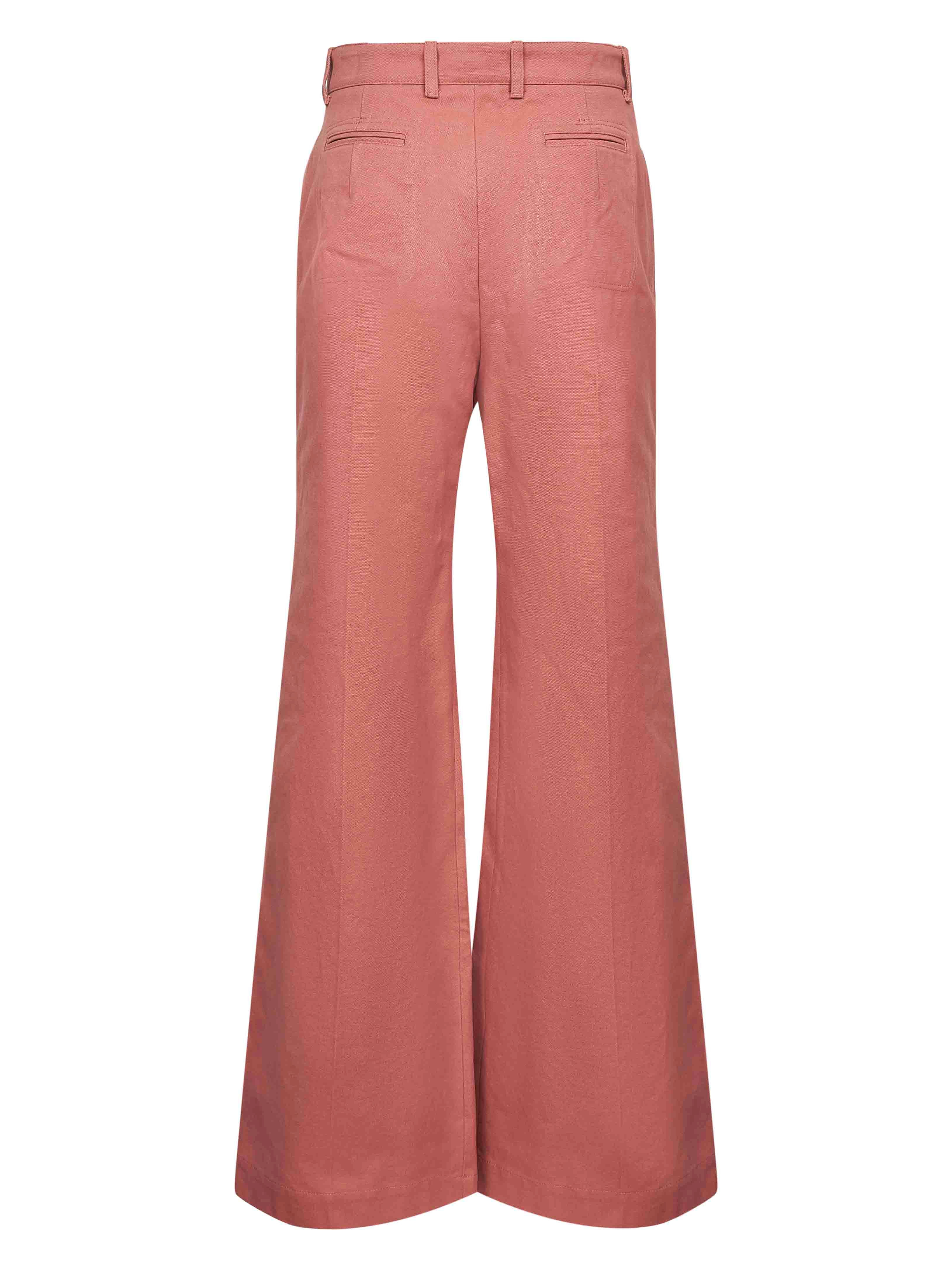 Chloé Women Pink Cotton Canvas Flared Trousers - 2