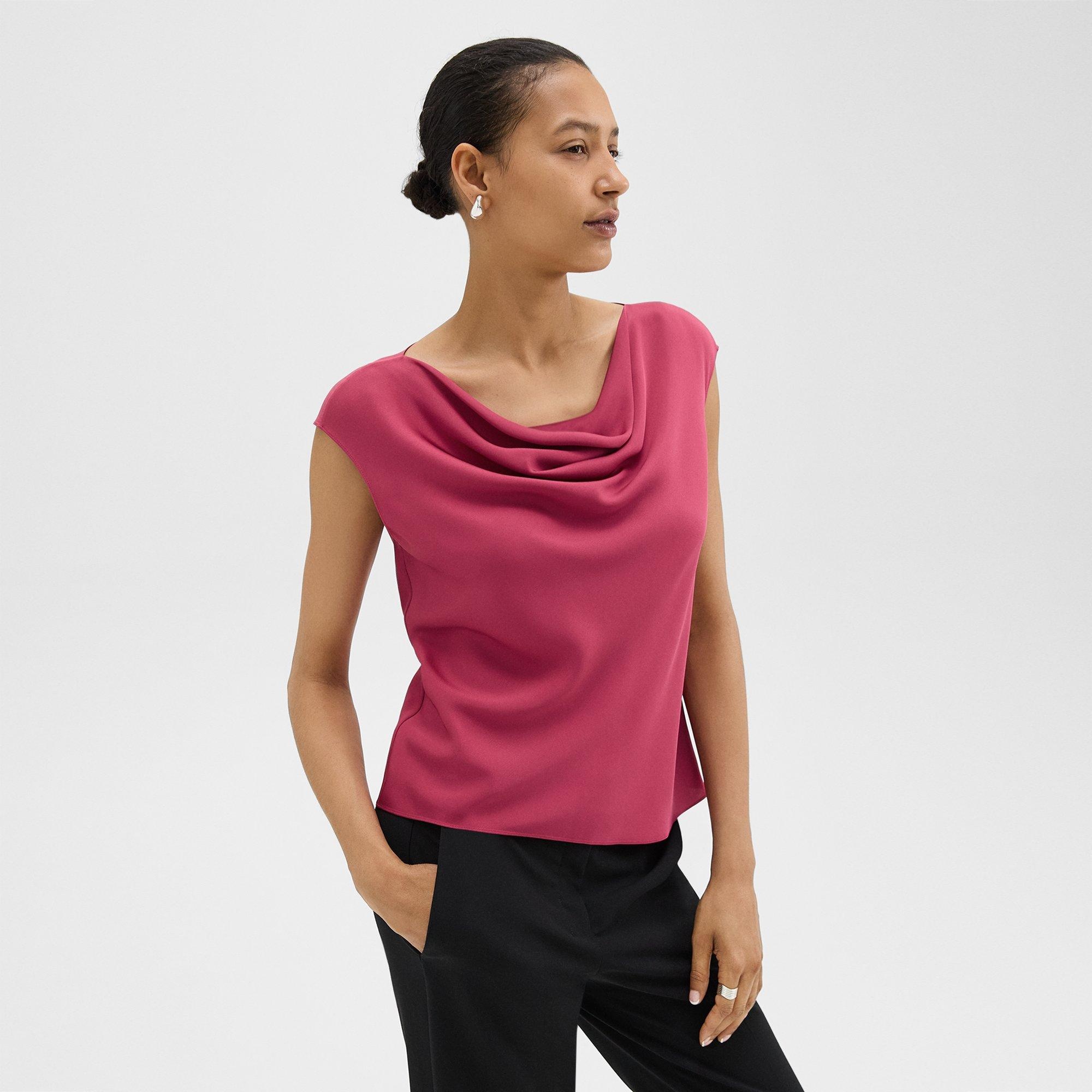 Cowl Neck Top in Silk Georgette - 3