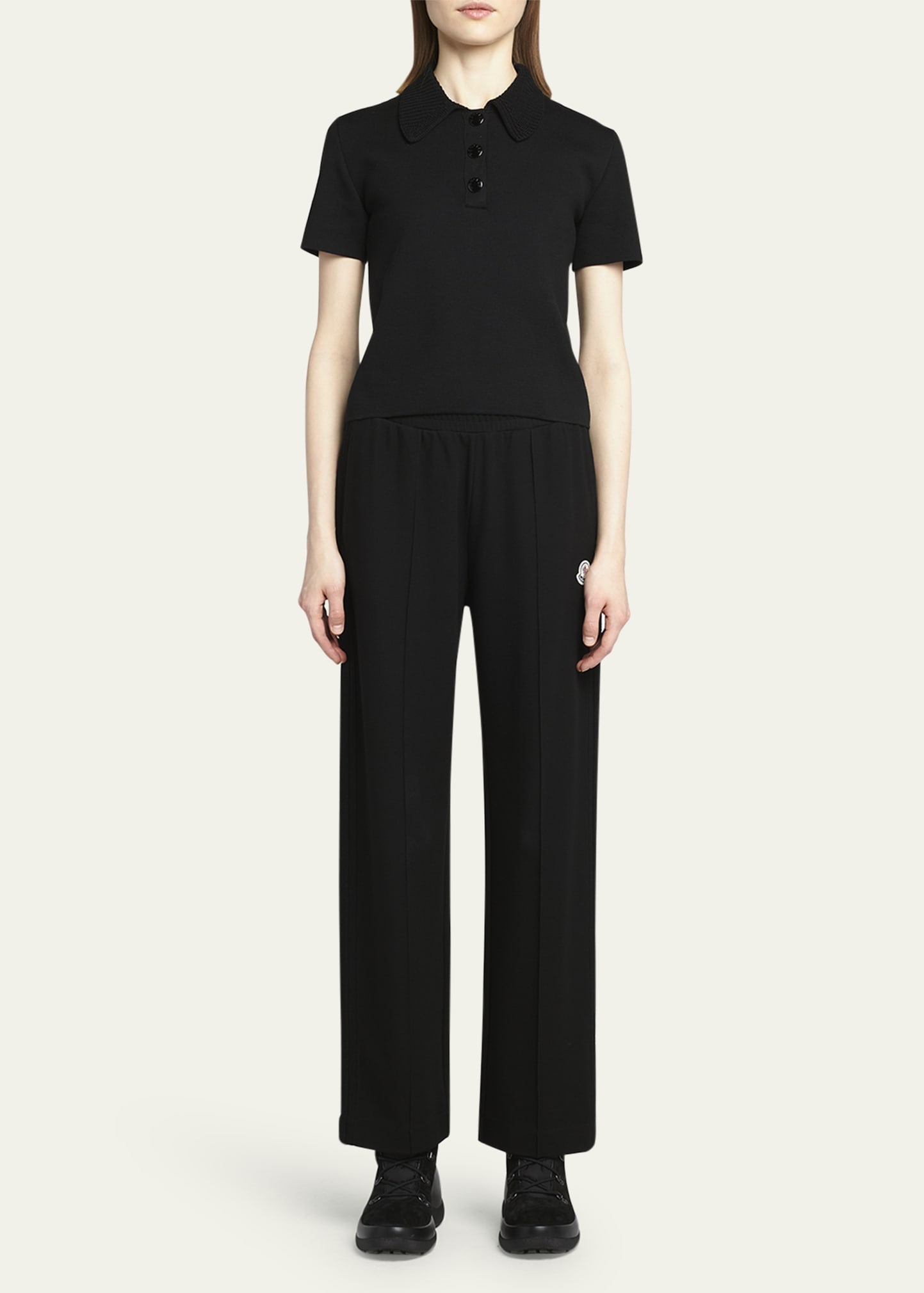 Knit Collar Short-Sleeve Polo - 2
