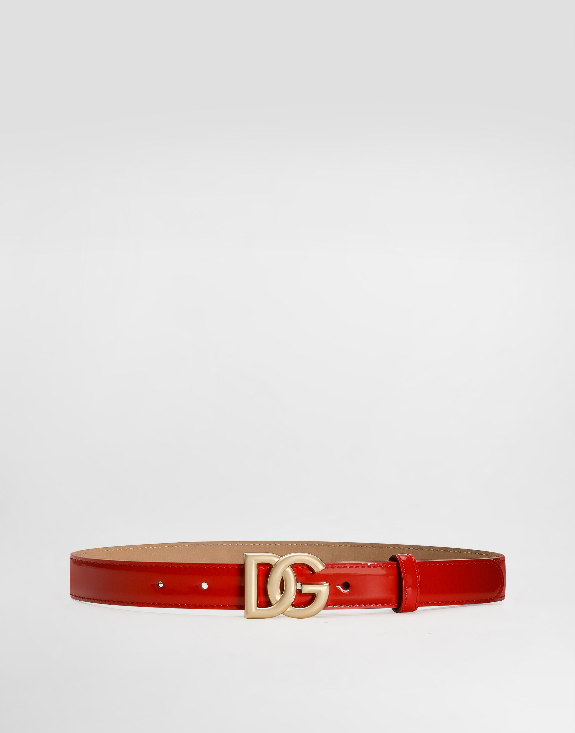 Polished calfskin belt with DG logo - 1