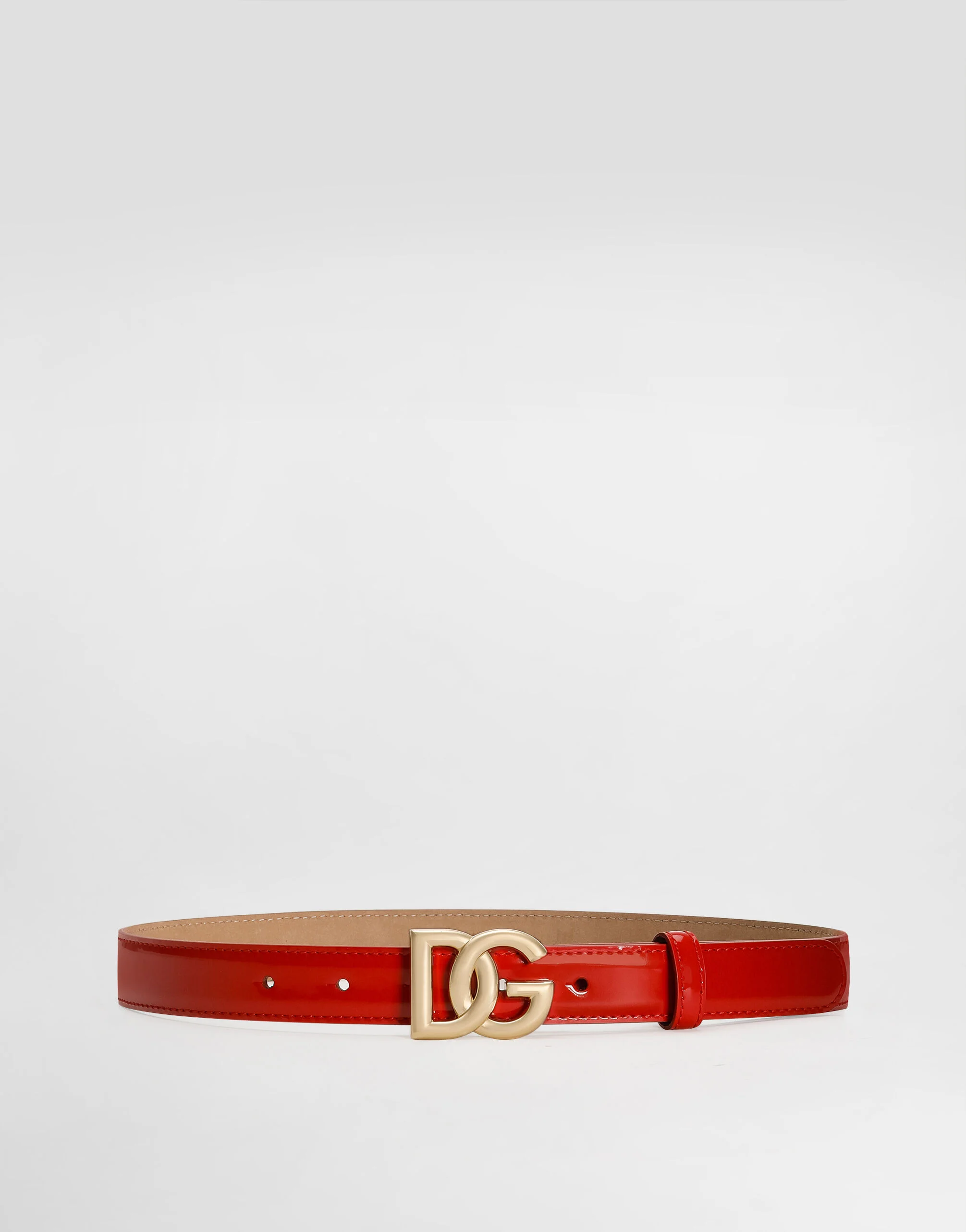 Polished calfskin belt with DG logo - 1