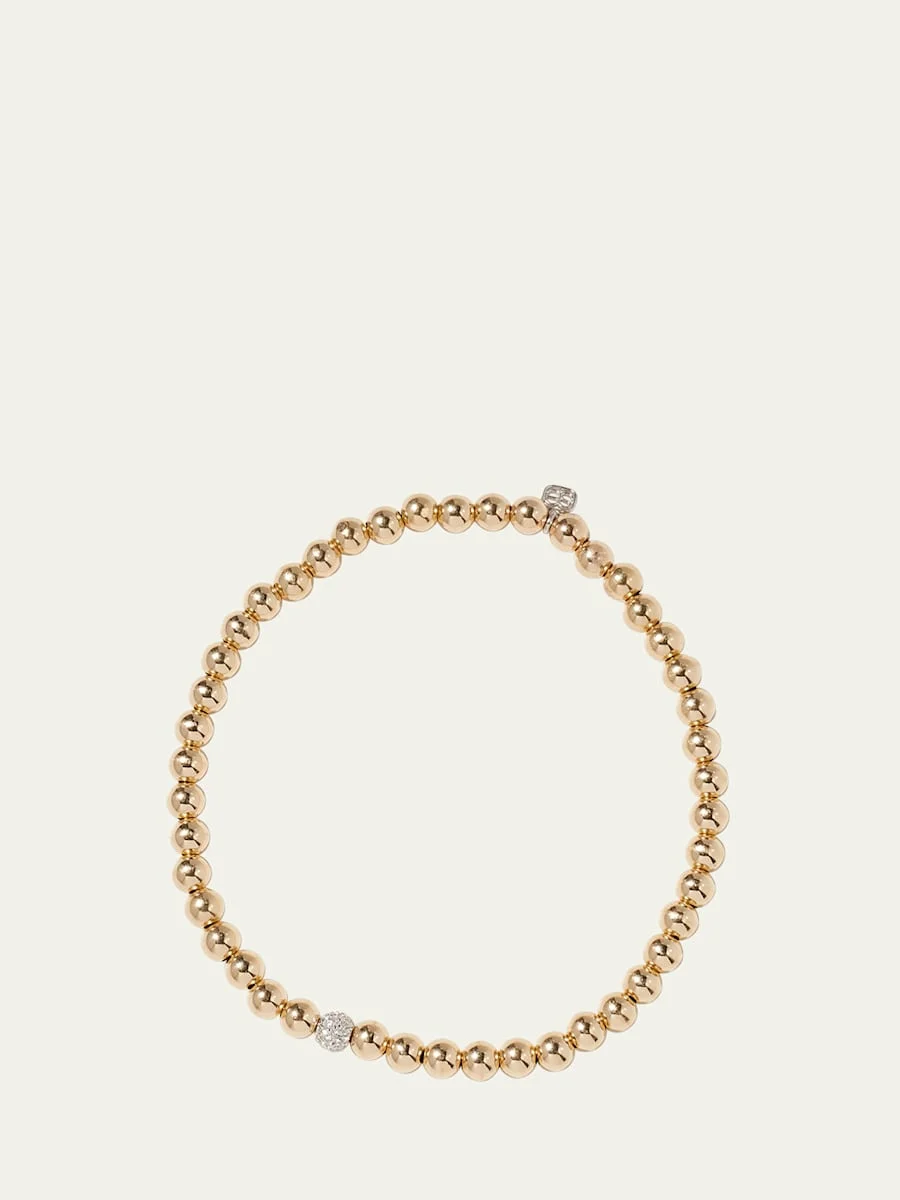 14k White Gold Diamond Bead Ball Bracelet - 1