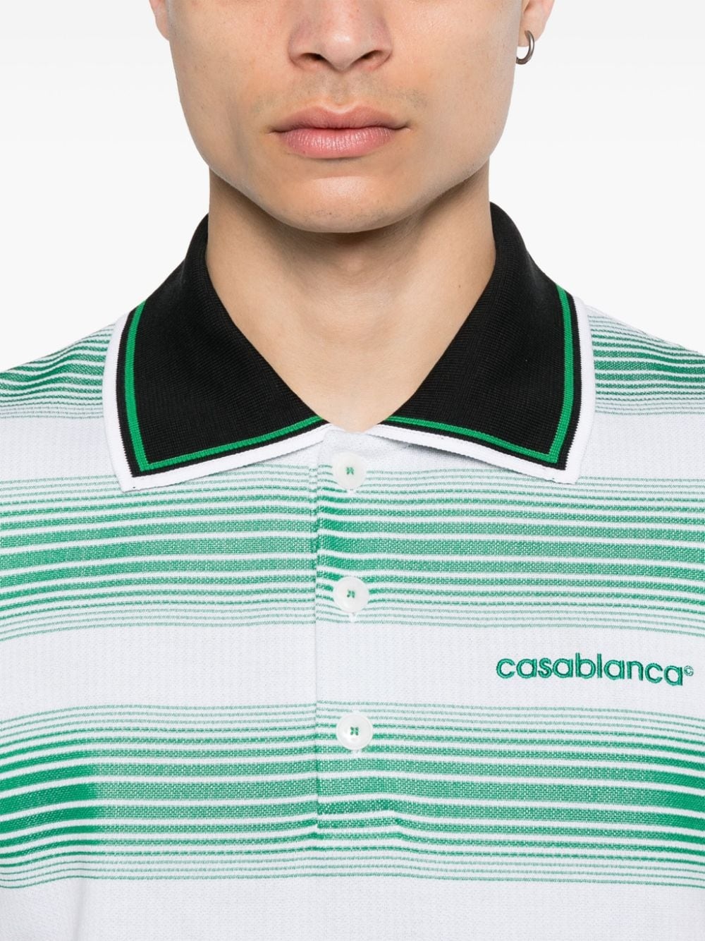 logo-embroidered striped polo shirt - 5