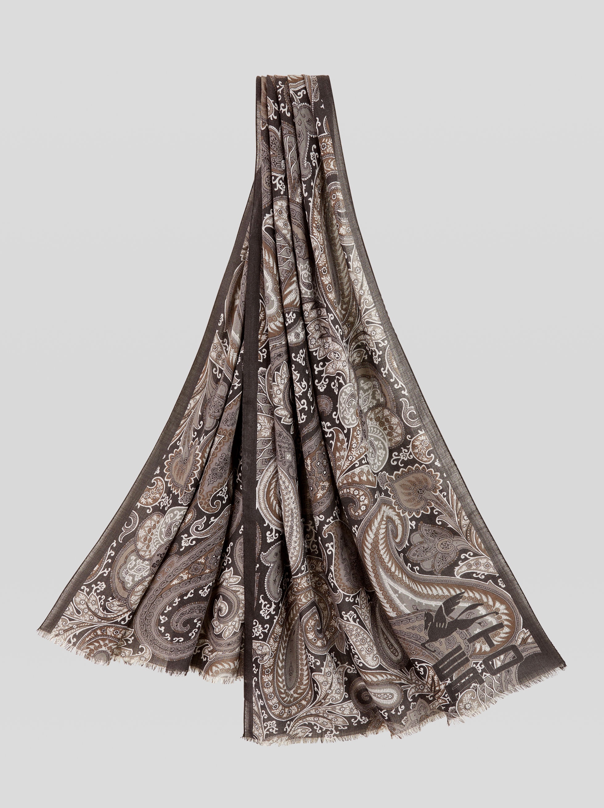 PAISLEY WOOL AND SILK SCARF - 1