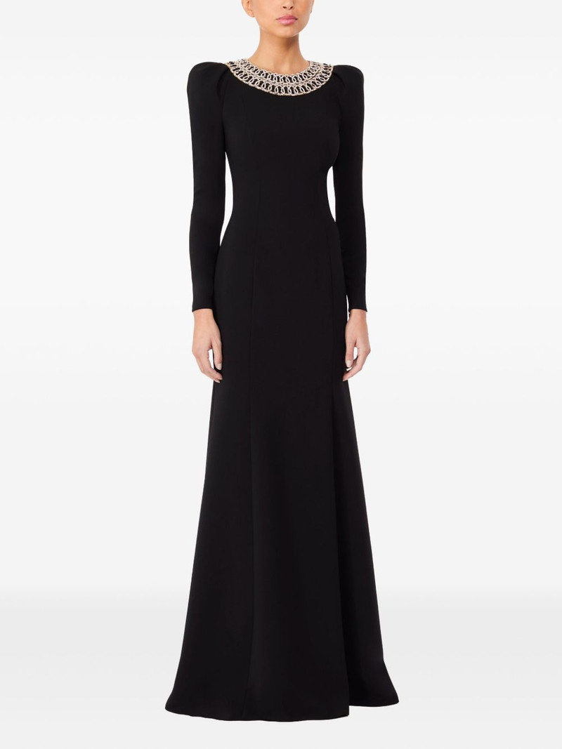 JENNY PACKHAM collar-embellished puff-shoulders maxi dress outlook