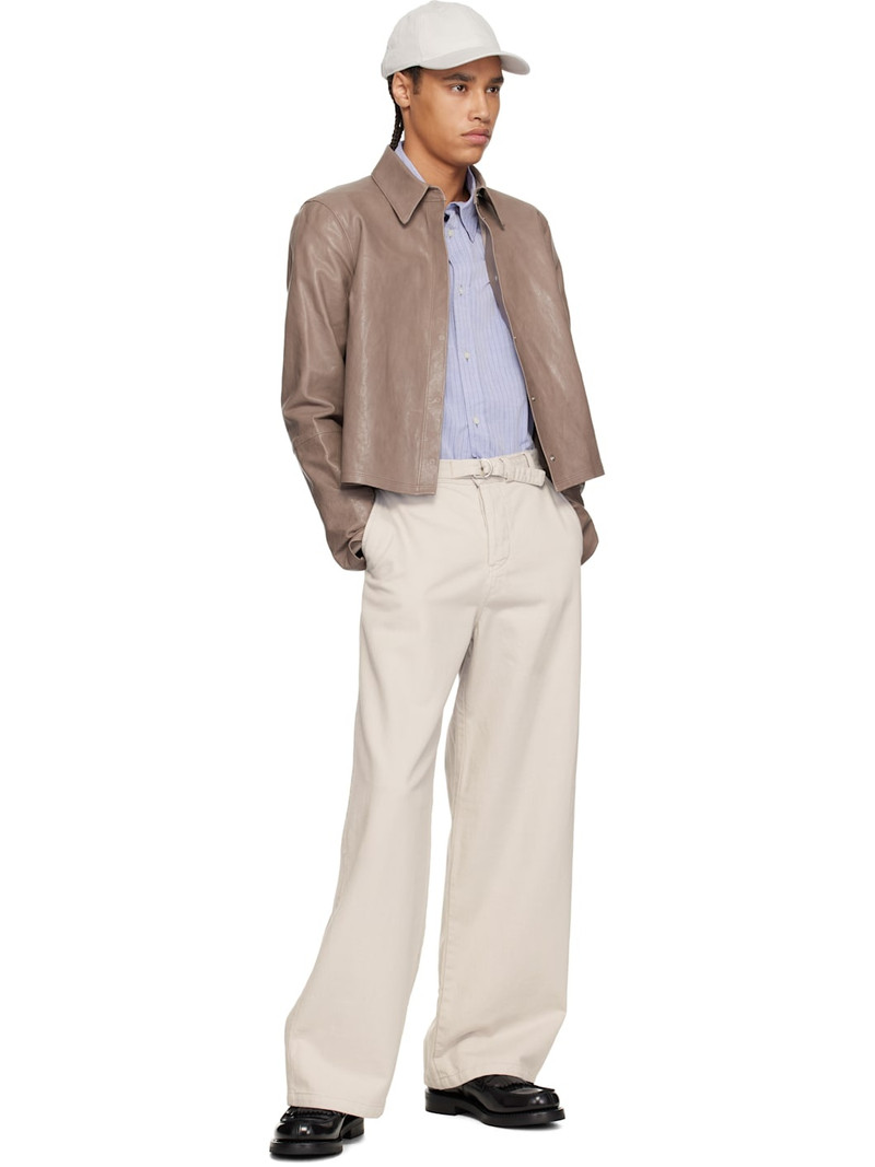 Our Legacy Taupe Auto Leather Shirt outlook