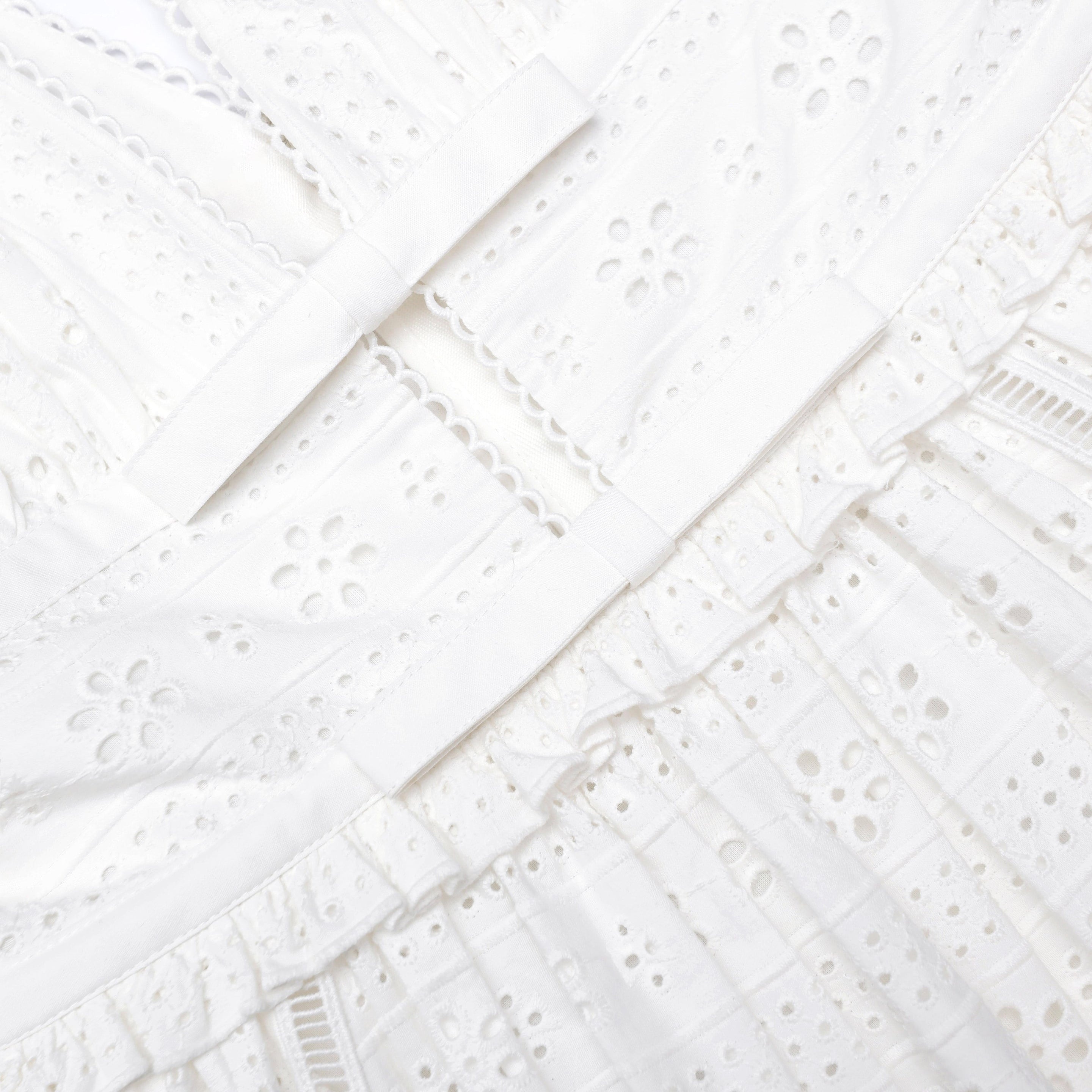 White Cotton Broderie Midi Dress - 5