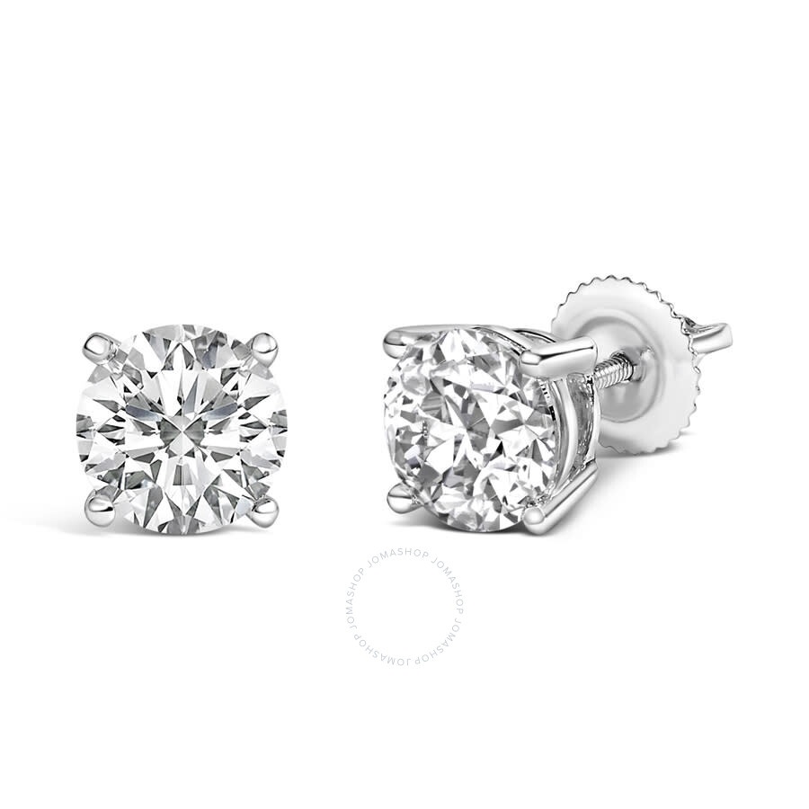 Haus Of Brilliance - Haus of Brilliance 14K White Gold 2 1/2 Cttw Lab Grown Diamond Solitaire Stud Earrings - 2