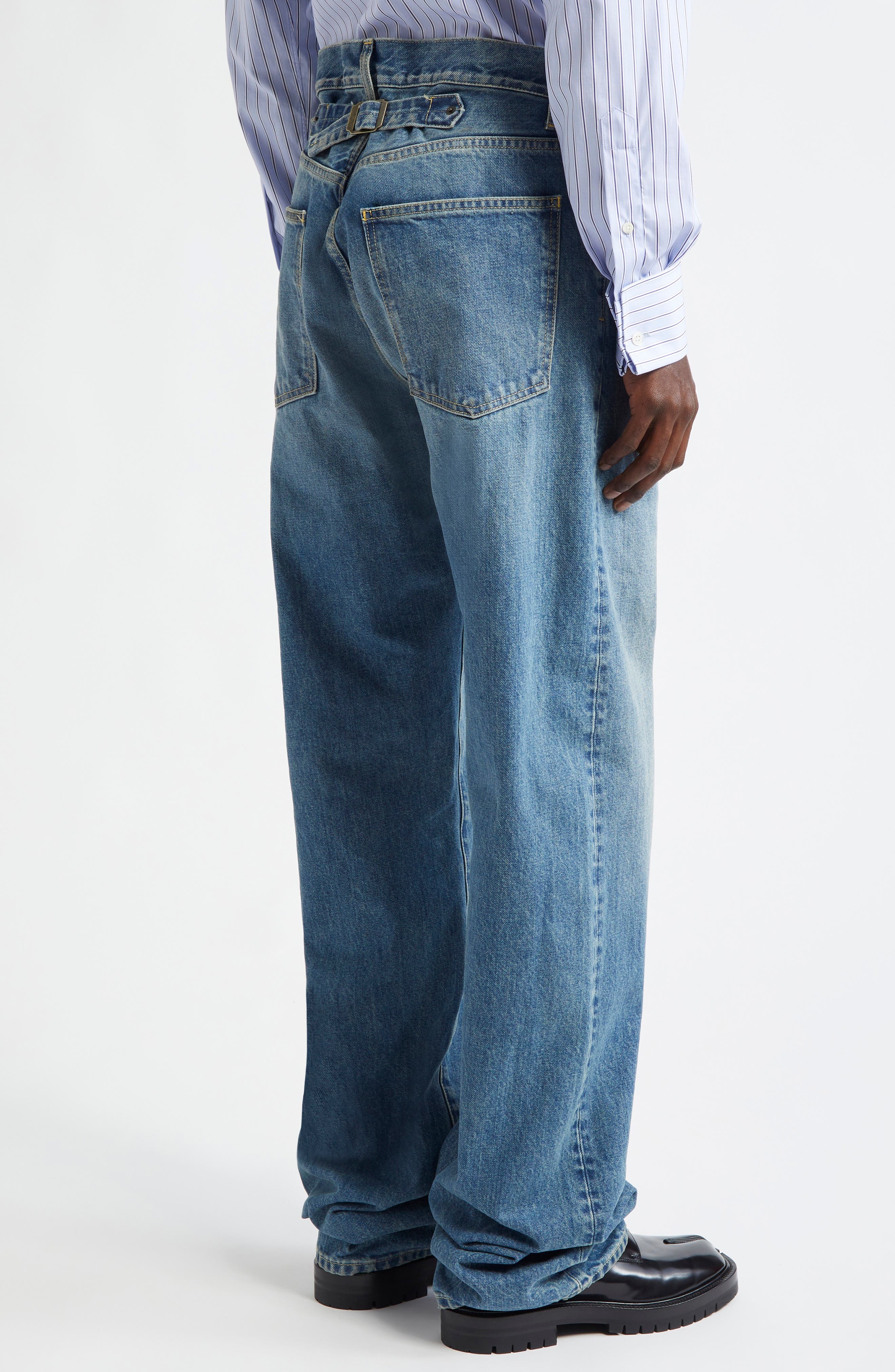 Maison Margiela Five-Pocket Straight Leg Jeans in Medium Blue at Nordstrom - 4