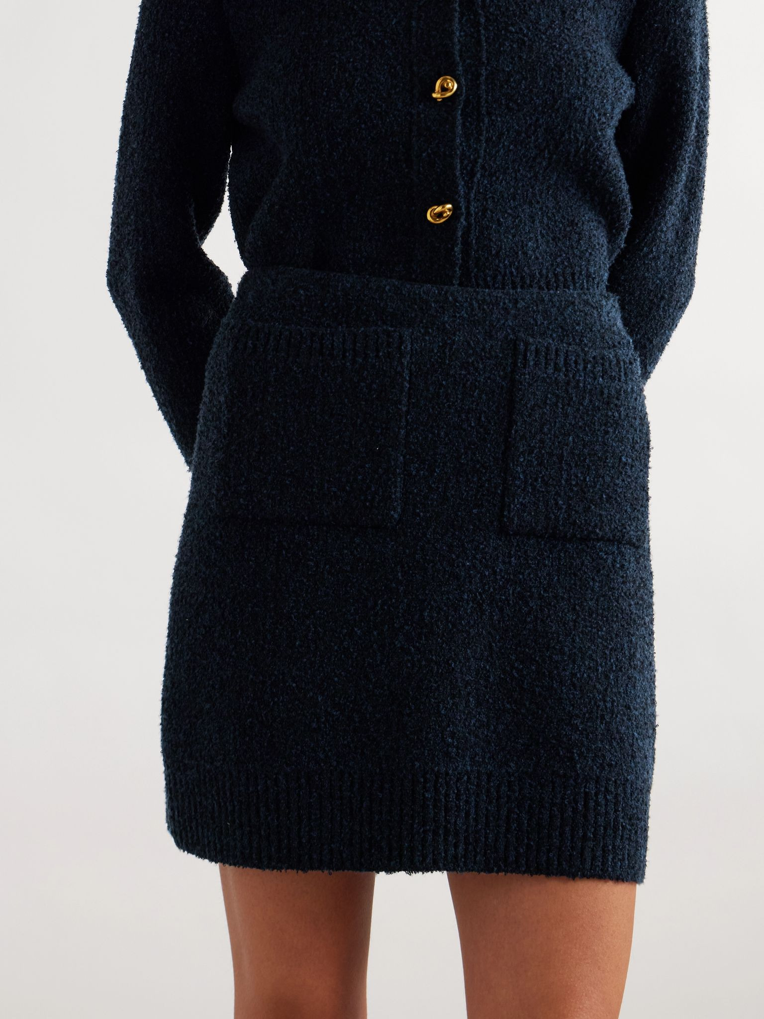 Wool-blend bouclé mini skirt Navy - 3