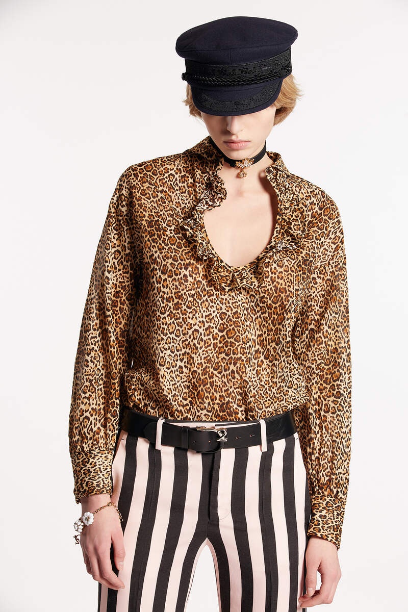 ANIMAL PRINT LONG SLEEVE FLUID TOP - 1