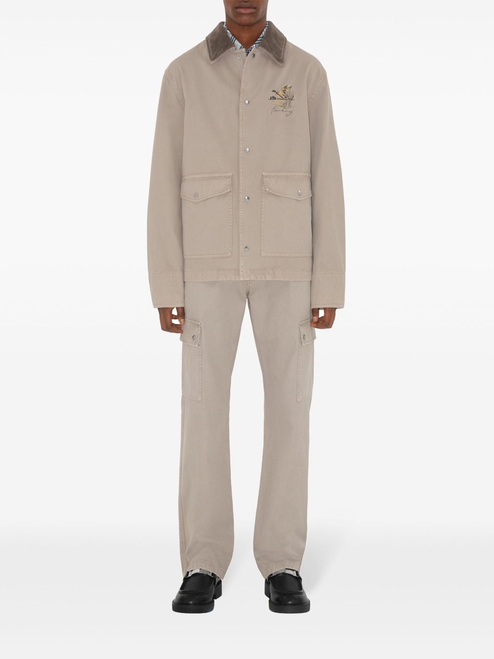 motif-embroidered shirt jacket - 2
