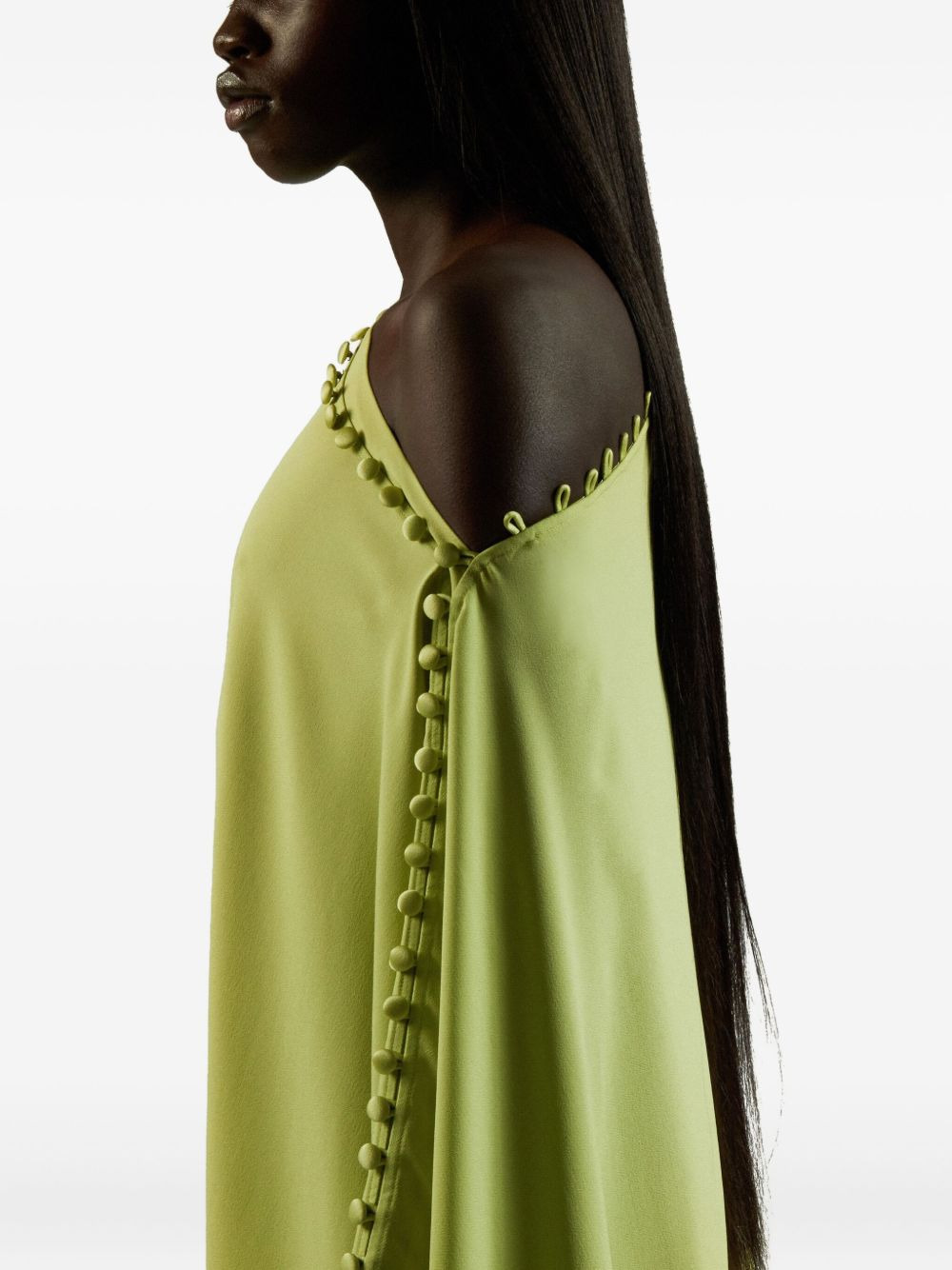 one-shoulder button-detail kaftan - 5