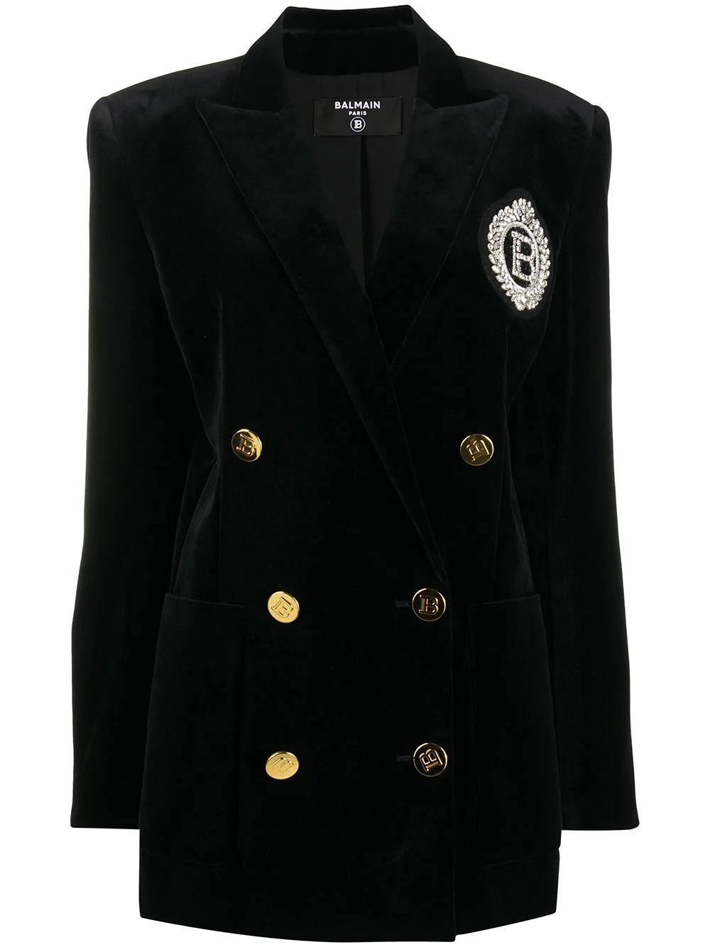 logo-embroidered double-breasted blazer - 1