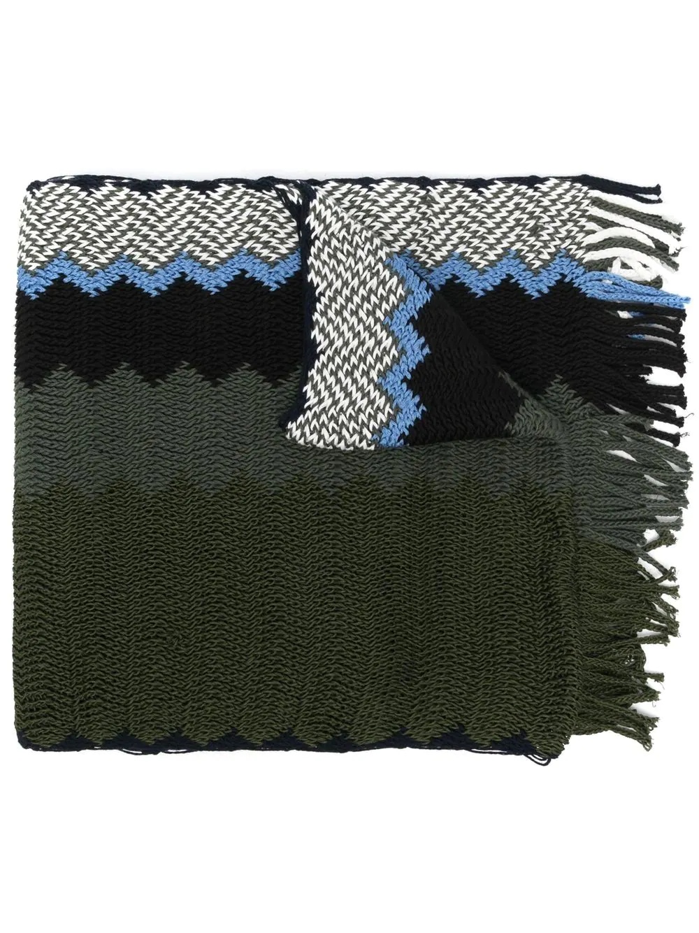 signature zigzag-woven tasseled scarf - 1