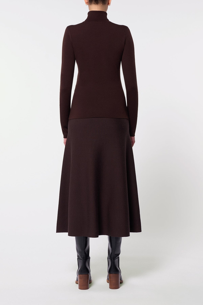 Freddie Knit Skirt in Chocolate Merino Wool Cashmere 4
